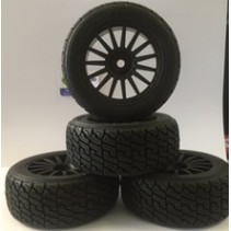 Kyosho Tyre Rally on Black 15 Spoke Wheels (DRX) x 4  K.TRTH121BK